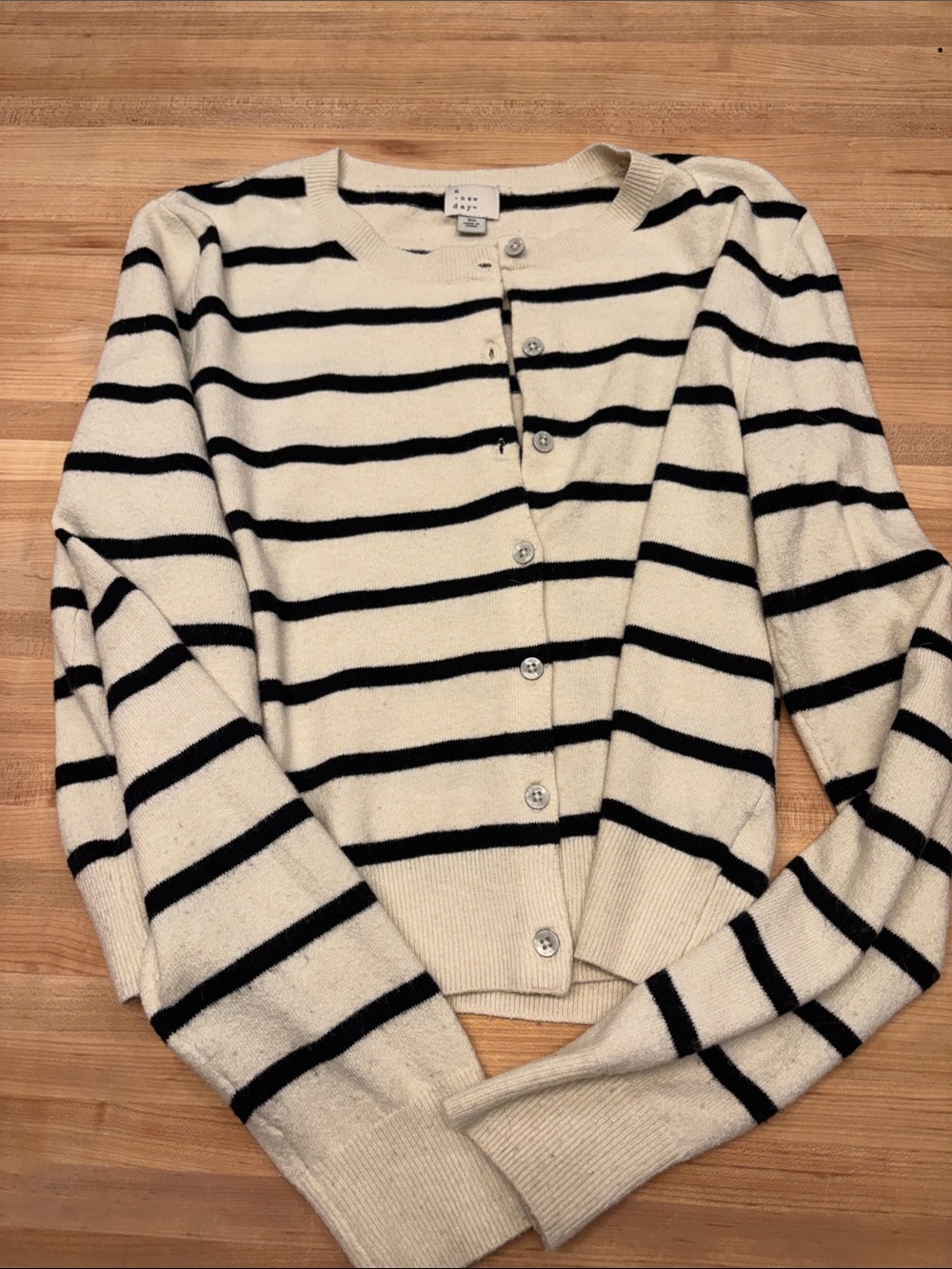 Target Women's Black & Cream Striped Button-Front Cardigan